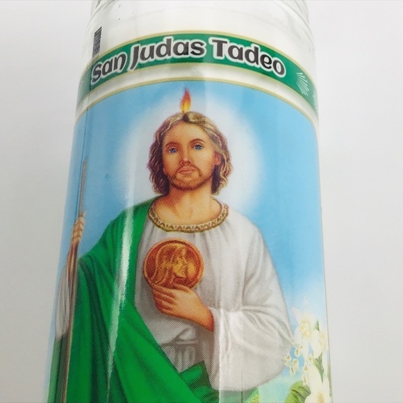 New Set of 2 Candles Religious Pillar Prayer Jesus Saint Jude Sacred H… - Picture 3 of 7